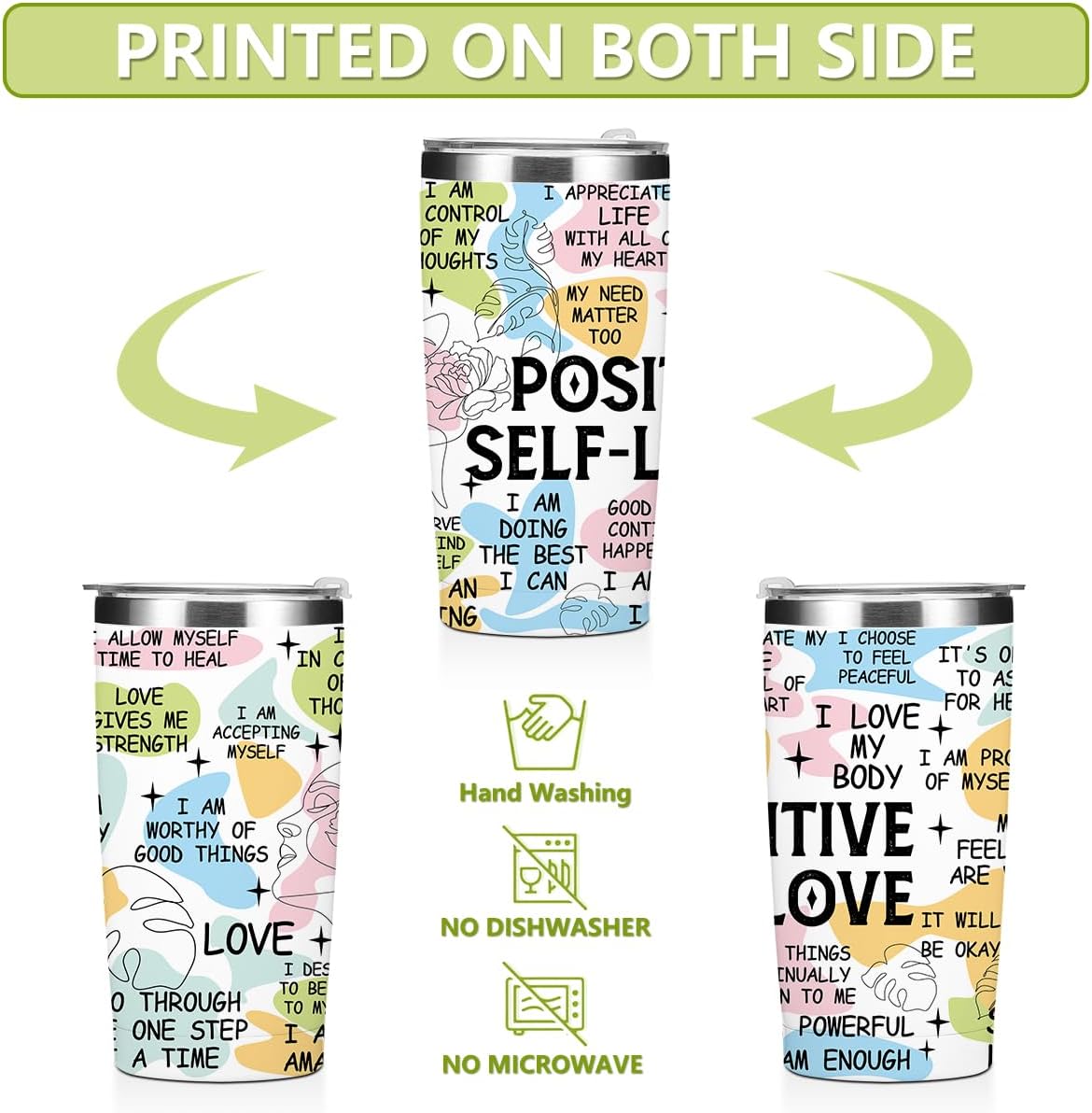 Mental Health 20 oz Tumbler Travel Cup, Positive Quotes Mental Health Gifts | Coffee Tumbler with Lid Insulated Tumblers, Coffee Cups for Cold Hot Drinks Therapist Gifts for Mom Besties Women