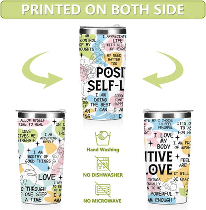 Mental Health 20 oz Tumbler Travel Cup, Positive Quotes Mental Health Gifts | Coffee Tumbler with Lid Insulated Tumblers, Coffee Cups for Cold Hot Drinks Therapist Gifts for Mom Besties Women
