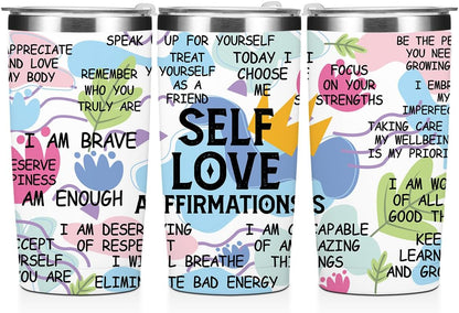 Mental Health 20 oz Tumbler Travel Cup, Positive Quotes Mental Health Gifts | Coffee Tumbler with Lid Insulated Tumblers, Coffee Cups for Cold Hot Drinks Therapist Gifts for Mom Besties Women