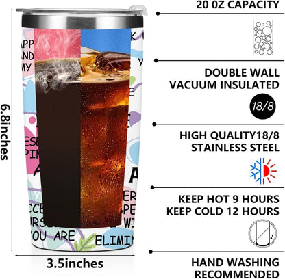 Mental Health 20 oz Tumbler Travel Cup, Positive Quotes Mental Health Gifts | Coffee Tumbler with Lid Insulated Tumblers, Coffee Cups for Cold Hot Drinks Therapist Gifts for Mom Besties Women
