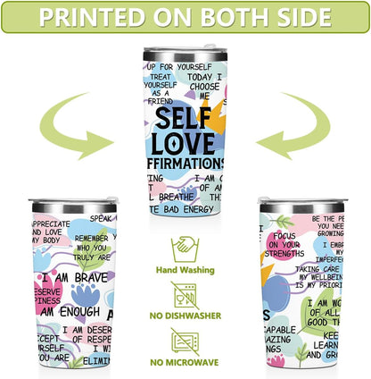 Mental Health 20 oz Tumbler Travel Cup, Positive Quotes Mental Health Gifts | Coffee Tumbler with Lid Insulated Tumblers, Coffee Cups for Cold Hot Drinks Therapist Gifts for Mom Besties Women
