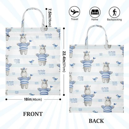 Striped Hippos Waterproof Travel Laundry Bag Washable 2-pk