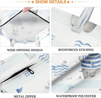 Striped Hippos Waterproof Travel Laundry Bag Washable 2-pk