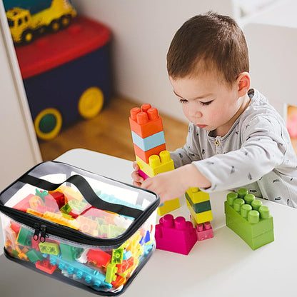 4 Packs Clear Toy Storage Bag, Waterproof PVC Toy Organized Bag with Zipper