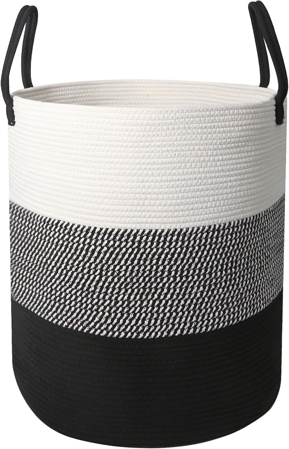 Large Laundry Hamper, Woven Rope Basket with Sturdy Handles- Grey