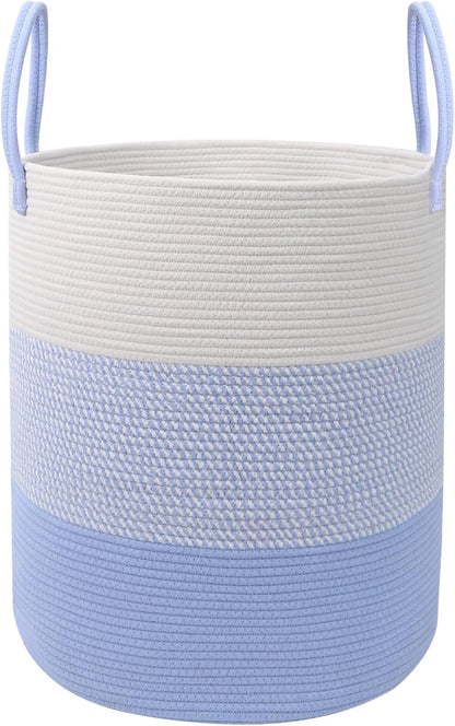 Large Laundry Hamper, Woven Rope Basket with Sturdy Handles- Grey