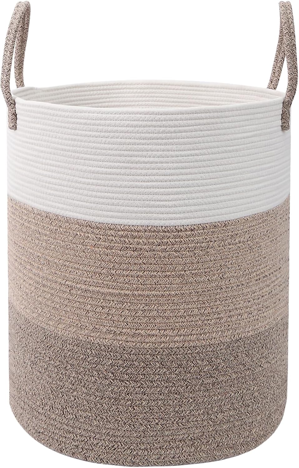 Large Laundry Hamper, Woven Rope Basket with Sturdy Handles- Grey