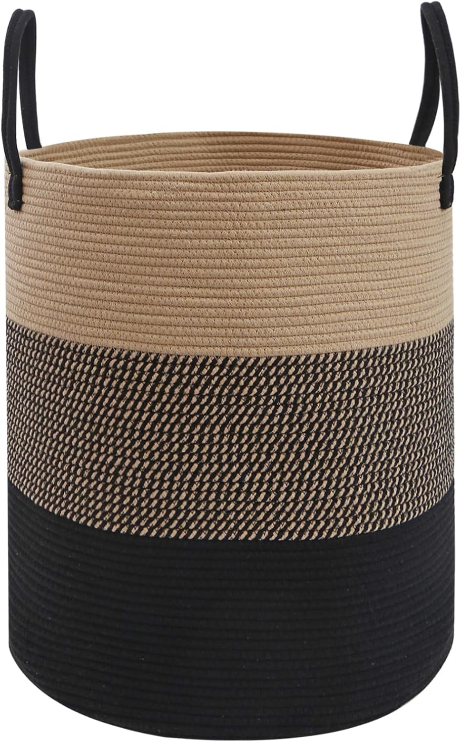 Large Laundry Hamper, Woven Rope Basket with Sturdy Handles- Grey