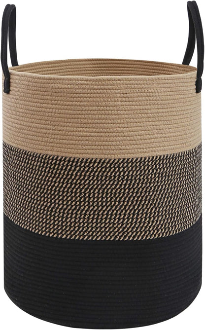 Large Laundry Hamper, Woven Rope Basket with Sturdy Handles- Grey