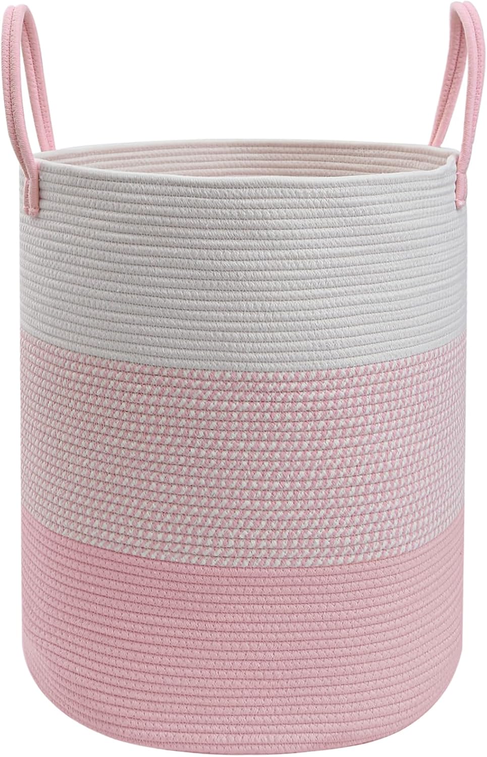 Large Laundry Hamper, Woven Rope Basket with Sturdy Handles- Grey