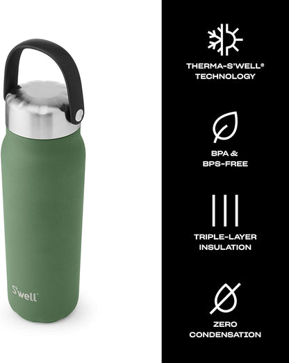 Recycled Stainless Steel Explorer with Insulated Lid and Handle, 32oz, Green Jasper, Triple Layered Vacuum Insulated Containers Keeps Drinks Cold for 42 Hours and Hot for 10