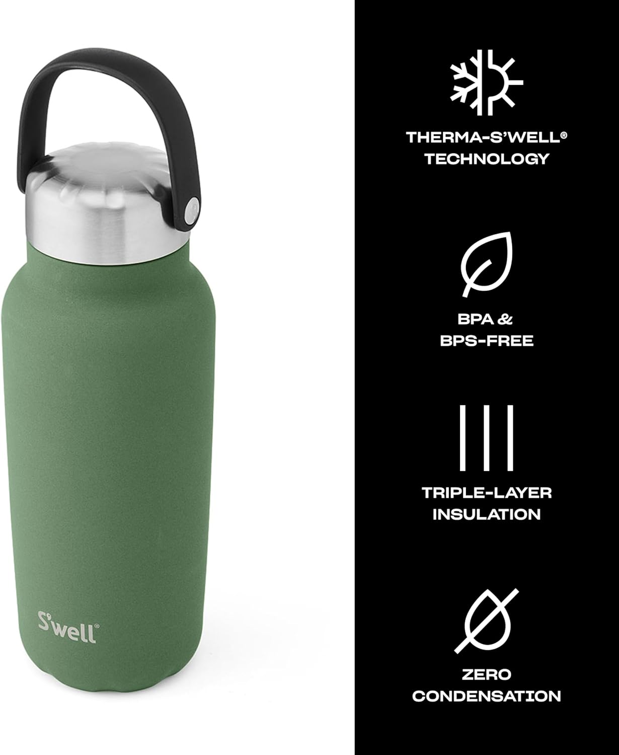 Recycled Stainless Steel Explorer with Insulated Lid and Handle, 32oz, Green Jasper, Triple Layered Vacuum Insulated Containers Keeps Drinks Cold for 42 Hours and Hot for 10