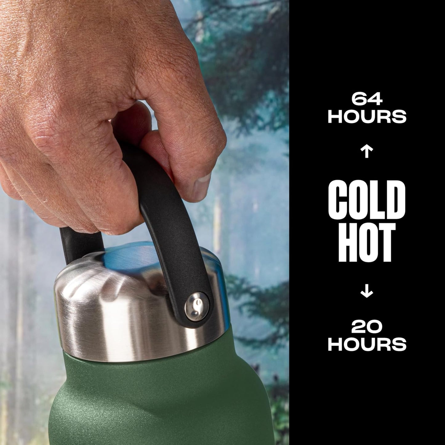 Recycled Stainless Steel Explorer with Insulated Lid and Handle, 32oz, Green Jasper, Triple Layered Vacuum Insulated Containers Keeps Drinks Cold for 42 Hours and Hot for 10
