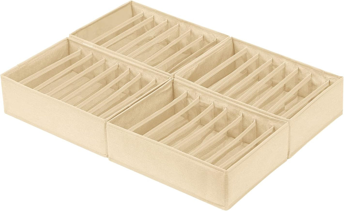 4 Pack Drawer Organizers for Clothing, 8 Grids Foldable Closet Organizers and Storage Bins for Bedroom, Dresser Organizer Boxes for Thin T-shirts, Tank Tops, Camisoles, Tights, Leggings