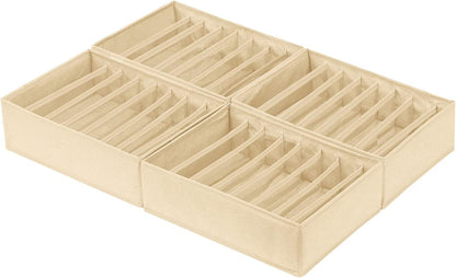 4 Pack Drawer Organizers for Clothing, 8 Grids Foldable Closet Organizers and Storage Bins for Bedroom, Dresser Organizer Boxes for Thin T-shirts, Tank Tops, Camisoles, Tights, Leggings