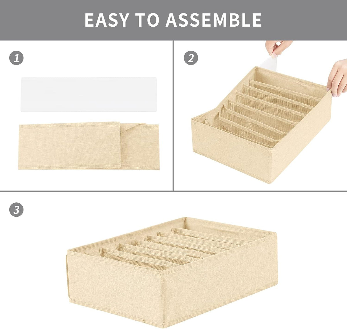 4 Pack Drawer Organizers for Clothing, 8 Grids Foldable Closet Organizers and Storage Bins for Bedroom, Dresser Organizer Boxes for Thin T-shirts, Tank Tops, Camisoles, Tights, Leggings