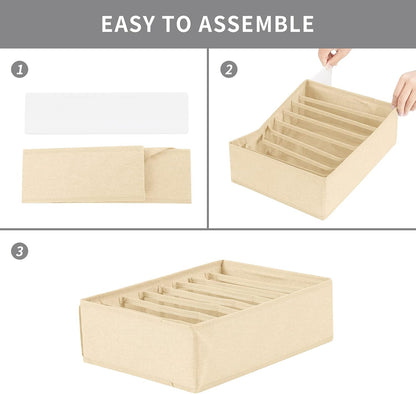 4 Pack Drawer Organizers for Clothing, 8 Grids Foldable Closet Organizers and Storage Bins for Bedroom, Dresser Organizer Boxes for Thin T-shirts, Tank Tops, Camisoles, Tights, Leggings