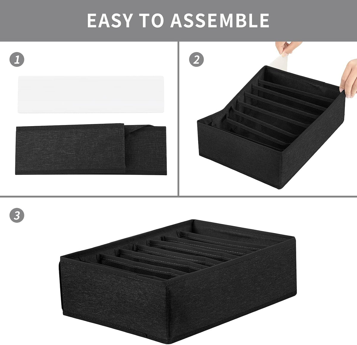 4 Pack Drawer Organizers for Clothing, 8 Grids Foldable Closet Organizers and Storage Bins for Bedroom, Dresser Organizer Boxes for Thin T-shirts, Tank Tops, Camisoles, Tights, Leggings