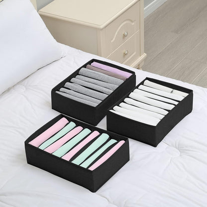 4 Pack Drawer Organizers for Clothing, 8 Grids Foldable Closet Organizers and Storage Bins for Bedroom, Dresser Organizer Boxes for Thin T-shirts, Tank Tops, Camisoles, Tights, Leggings