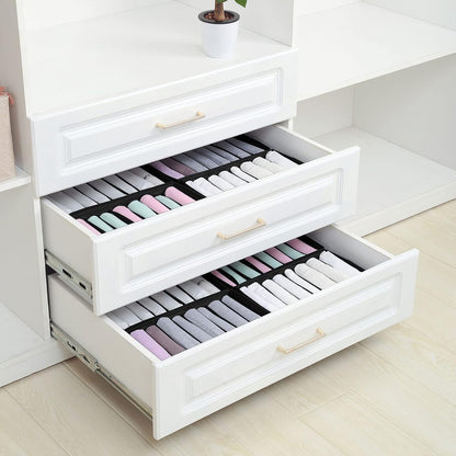 4 Pack Drawer Organizers for Clothing, 8 Grids Foldable Closet Organizers and Storage Bins for Bedroom, Dresser Organizer Boxes for Thin T-shirts, Tank Tops, Camisoles, Tights, Leggings