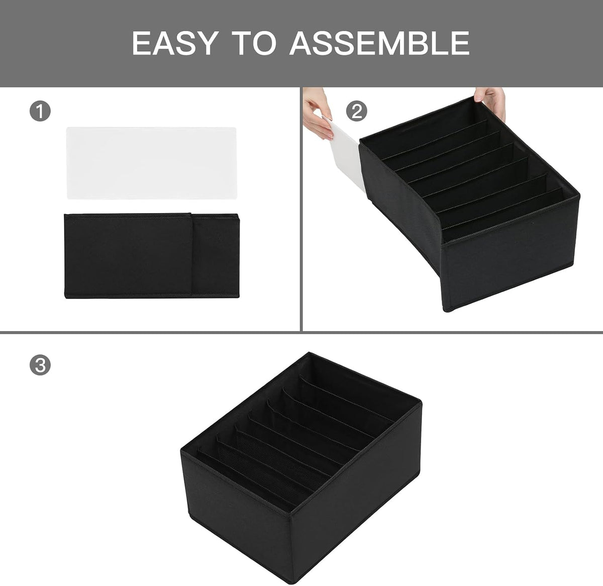 4 Pack Drawer Organizers for Clothing, 8 Grids Foldable Closet Organizers and Storage Bins for Bedroom, Dresser Organizer Boxes for Thin T-shirts, Tank Tops, Camisoles, Tights, Leggings