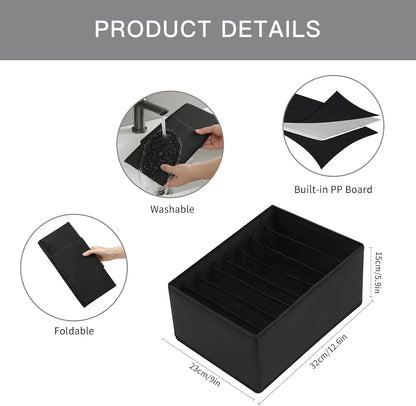 4 Pack Drawer Organizers for Clothing, 8 Grids Foldable Closet Organizers and Storage Bins for Bedroom, Dresser Organizer Boxes for Thin T-shirts, Tank Tops, Camisoles, Tights, Leggings