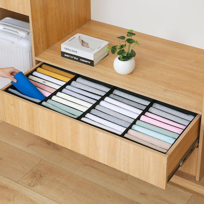 4 Pack Drawer Organizers for Clothing, 8 Grids Foldable Closet Organizers and Storage Bins for Bedroom, Dresser Organizer Boxes for Thin T-shirts, Tank Tops, Camisoles, Tights, Leggings