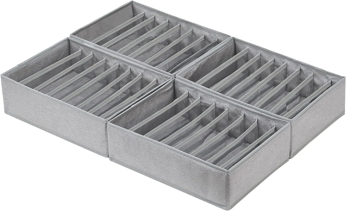 4 Pack Drawer Organizers for Clothing, 8 Grids Foldable Closet Organizers and Storage Bins for Bedroom, Dresser Organizer Boxes for Thin T-shirts, Tank Tops, Camisoles, Tights, Leggings