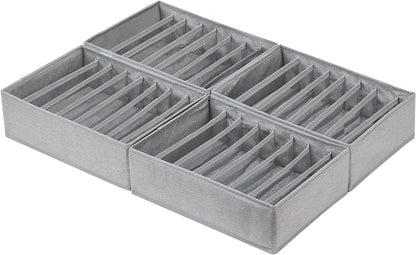 4 Pack Drawer Organizers for Clothing, 8 Grids Foldable Closet Organizers and Storage Bins for Bedroom, Dresser Organizer Boxes for Thin T-shirts, Tank Tops, Camisoles, Tights, Leggings