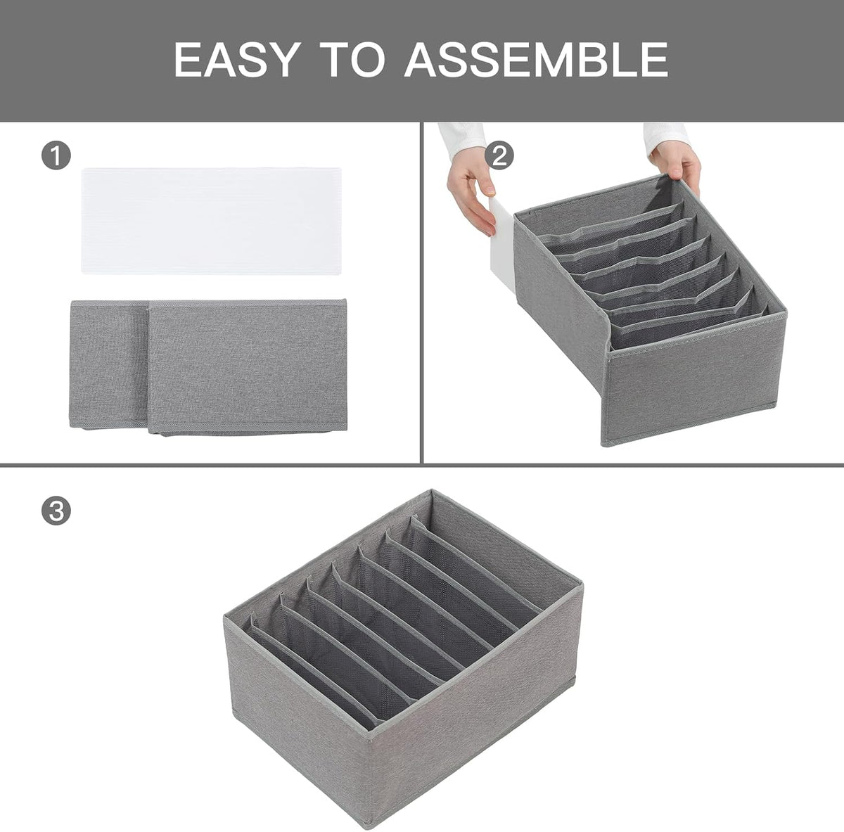 4 Pack Drawer Organizers for Clothing, 8 Grids Foldable Closet Organizers and Storage Bins for Bedroom, Dresser Organizer Boxes for Thin T-shirts, Tank Tops, Camisoles, Tights, Leggings