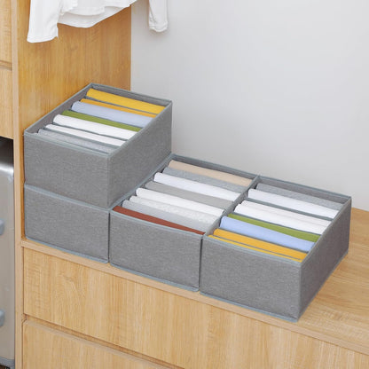 4 Pack Drawer Organizers for Clothing, 8 Grids Foldable Closet Organizers and Storage Bins for Bedroom, Dresser Organizer Boxes for Thin T-shirts, Tank Tops, Camisoles, Tights, Leggings