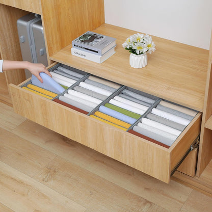 4 Pack Drawer Organizers for Clothing, 8 Grids Foldable Closet Organizers and Storage Bins for Bedroom, Dresser Organizer Boxes for Thin T-shirts, Tank Tops, Camisoles, Tights, Leggings
