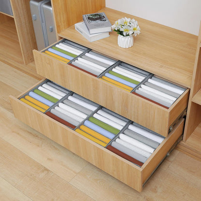 4 Pack Drawer Organizers for Clothing, 8 Grids Foldable Closet Organizers and Storage Bins for Bedroom, Dresser Organizer Boxes for Thin T-shirts, Tank Tops, Camisoles, Tights, Leggings