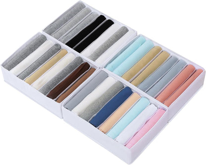4 Pack Drawer Organizers for Clothing, 8 Grids Foldable Closet Organizers and Storage Bins for Bedroom, Dresser Organizer Boxes for Thin T-shirts, Tank Tops, Camisoles, Tights, Leggings