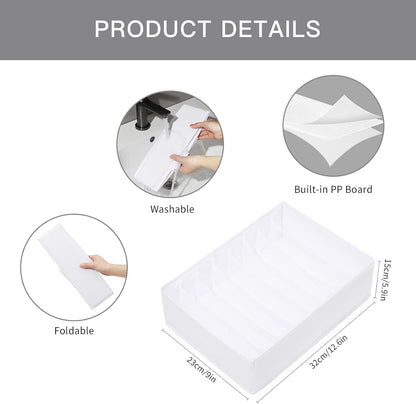 4 Pack Drawer Organizers for Clothing, 8 Grids Foldable Closet Organizers and Storage Bins for Bedroom, Dresser Organizer Boxes for Thin T-shirts, Tank Tops, Camisoles, Tights, Leggings