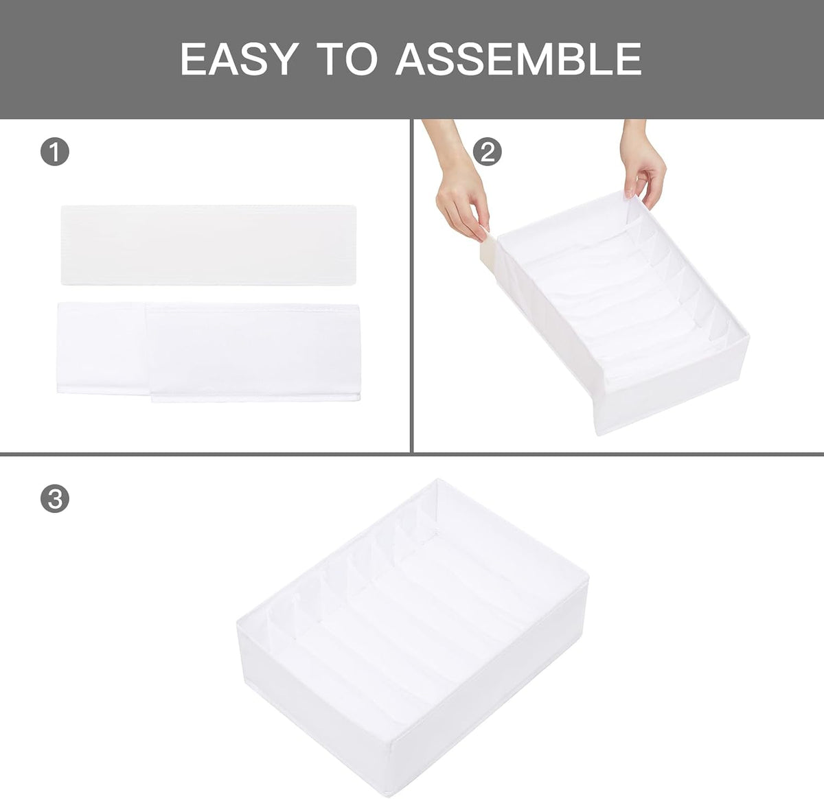 4 Pack Drawer Organizers for Clothing, 8 Grids Foldable Closet Organizers and Storage Bins for Bedroom, Dresser Organizer Boxes for Thin T-shirts, Tank Tops, Camisoles, Tights, Leggings