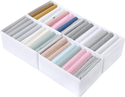 4 Pack Drawer Organizers for Clothing, 8 Grids Foldable Closet Organizers and Storage Bins for Bedroom, Dresser Organizer Boxes for Thin T-shirts, Tank Tops, Camisoles, Tights, Leggings