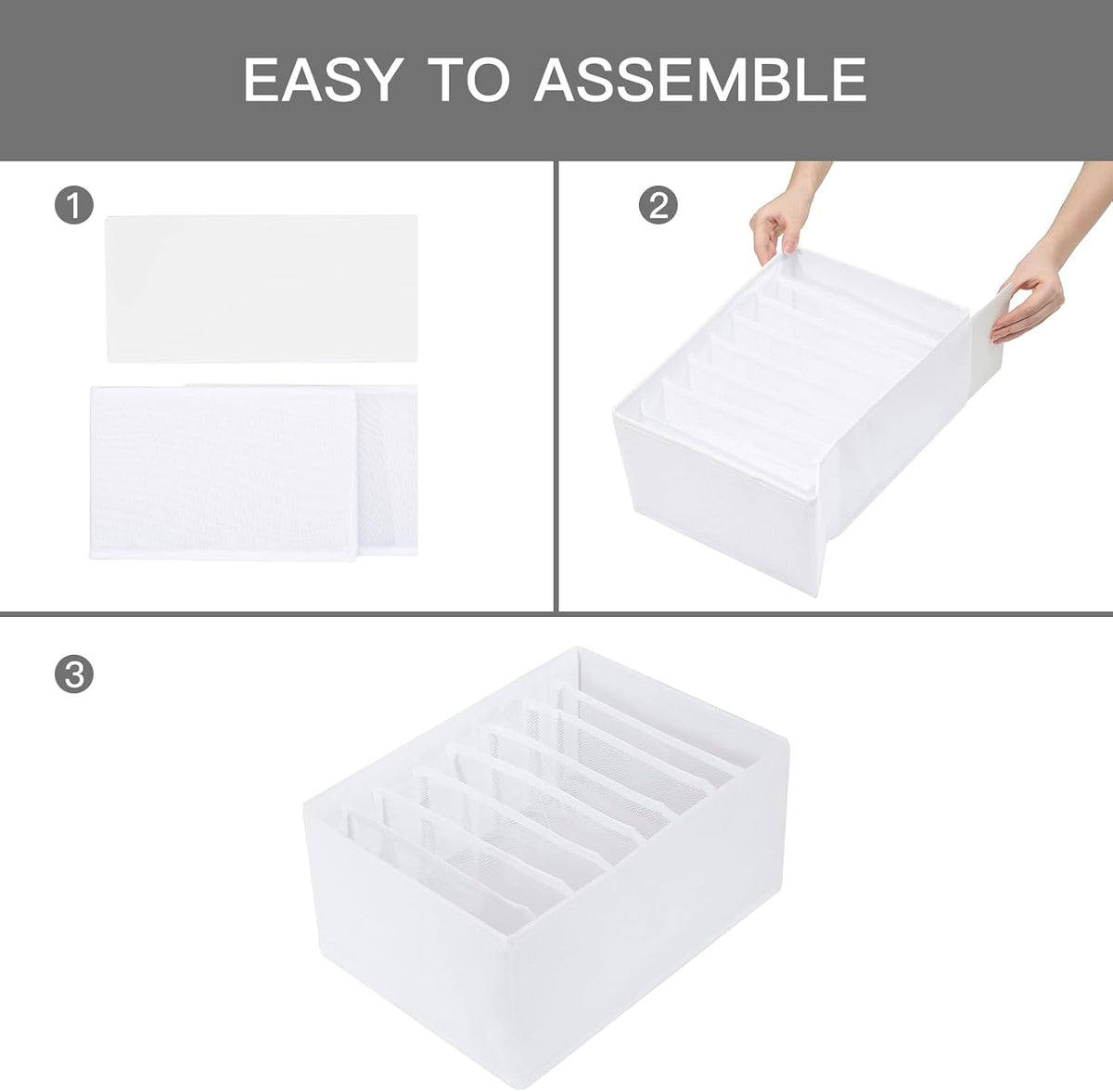 4 Pack Drawer Organizers for Clothing, 8 Grids Foldable Closet Organizers and Storage Bins for Bedroom, Dresser Organizer Boxes for Thin T-shirts, Tank Tops, Camisoles, Tights, Leggings