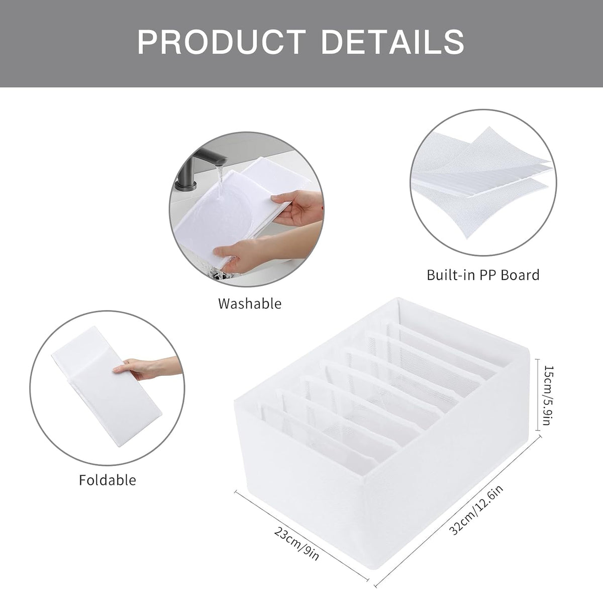 4 Pack Drawer Organizers for Clothing, 8 Grids Foldable Closet Organizers and Storage Bins for Bedroom, Dresser Organizer Boxes for Thin T-shirts, Tank Tops, Camisoles, Tights, Leggings