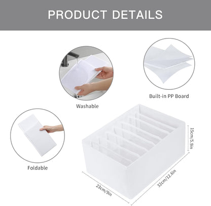 4 Pack Drawer Organizers for Clothing, 8 Grids Foldable Closet Organizers and Storage Bins for Bedroom, Dresser Organizer Boxes for Thin T-shirts, Tank Tops, Camisoles, Tights, Leggings