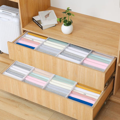 4 Pack Drawer Organizers for Clothing, 8 Grids Foldable Closet Organizers and Storage Bins for Bedroom, Dresser Organizer Boxes for Thin T-shirts, Tank Tops, Camisoles, Tights, Leggings