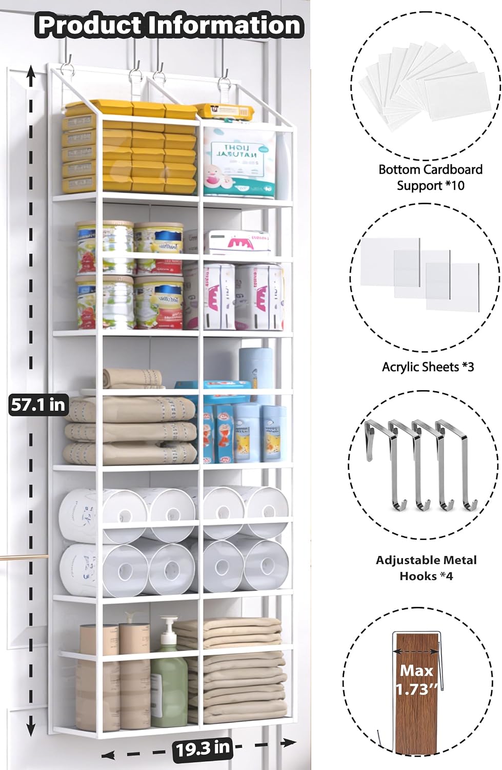 Clear Over Door Organizer, Extra Large Behind Door Storage with 10 Pockets.