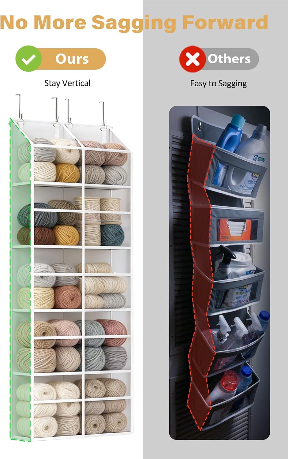 Clear Over Door Organizer, Extra Large Behind Door Storage with 10 Pockets.