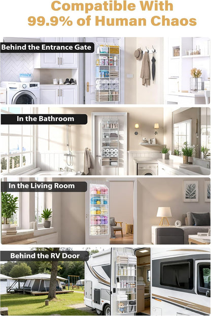 Clear Over Door Organizer, Extra Large Behind Door Storage with 10 Pockets.