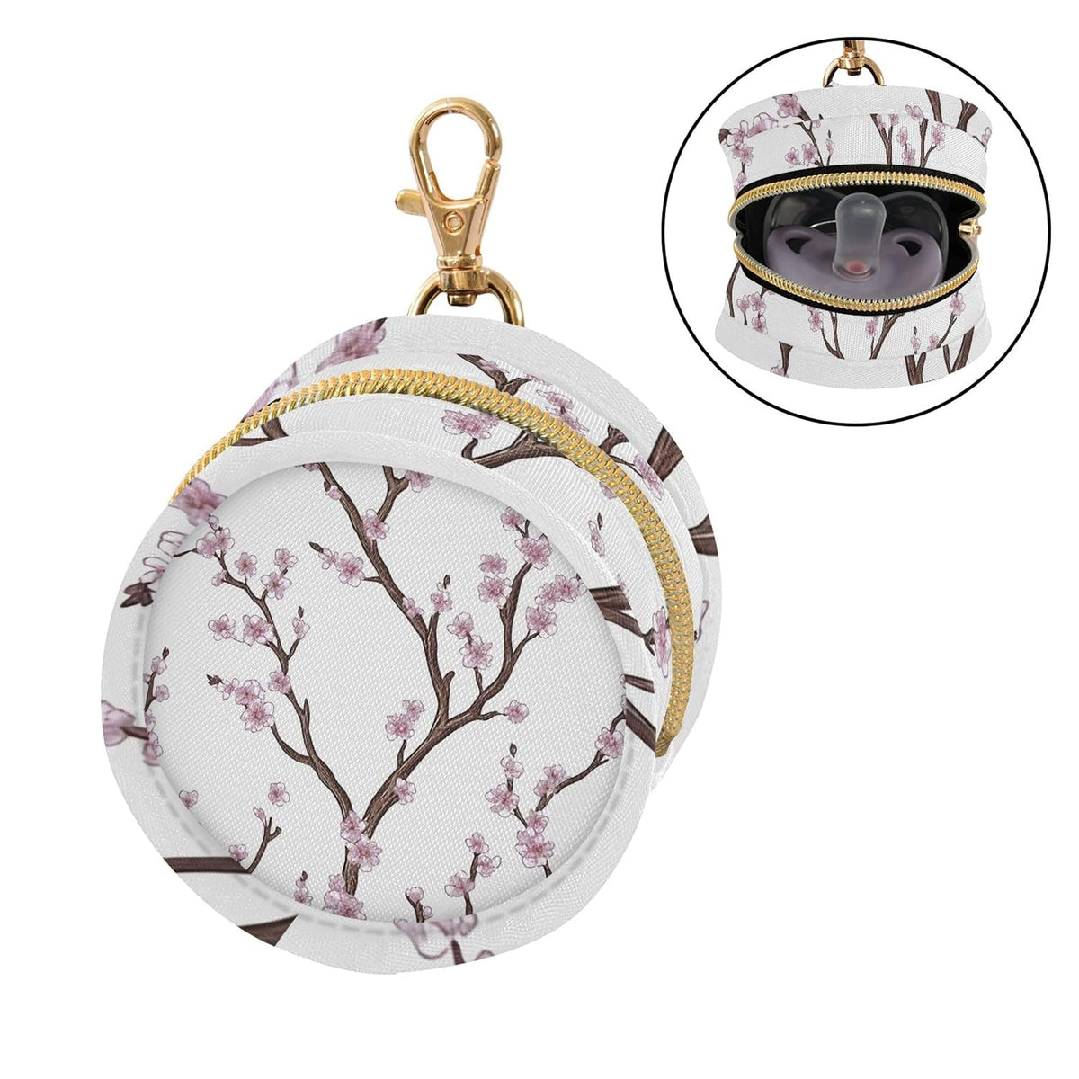 Beautiful Cherry Blossoms Baby Pacifier Holder Case, Dustproof Portable Storage Box for Diaper Bag Purse, Pacifier Storage Container for Boys & Girls