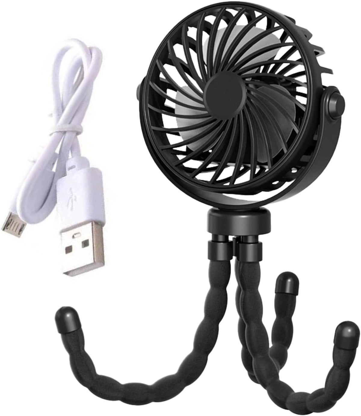 Portable Stroller Fan, USB Rechargeable Flexible Tripod Clip On Fan For Baby Stroller Car Seat, 3 Speeds Adjustable Personal Cooler