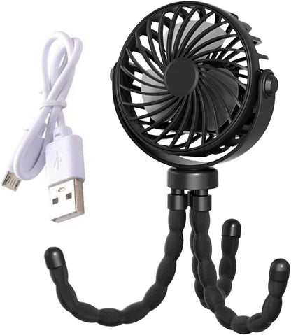 Portable Stroller Fan, USB Rechargeable Flexible Tripod Clip On Fan For Baby Stroller Car Seat, 3 Speeds Adjustable Personal Cooler