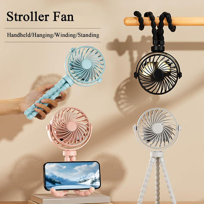 Portable Stroller Fan, USB Rechargeable Flexible Tripod Clip On Fan For Baby Stroller Car Seat, 3 Speeds Adjustable Personal Cooler