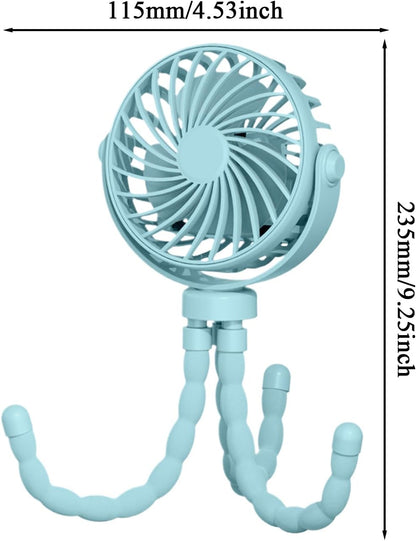 Portable Stroller Fan, USB Rechargeable Flexible Tripod Clip On Fan For Baby Stroller Car Seat, 3 Speeds Adjustable Personal Cooler