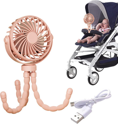 Portable Stroller Fan, USB Rechargeable Flexible Tripod Clip On Fan For Baby Stroller Car Seat, 3 Speeds Adjustable Personal Cooler